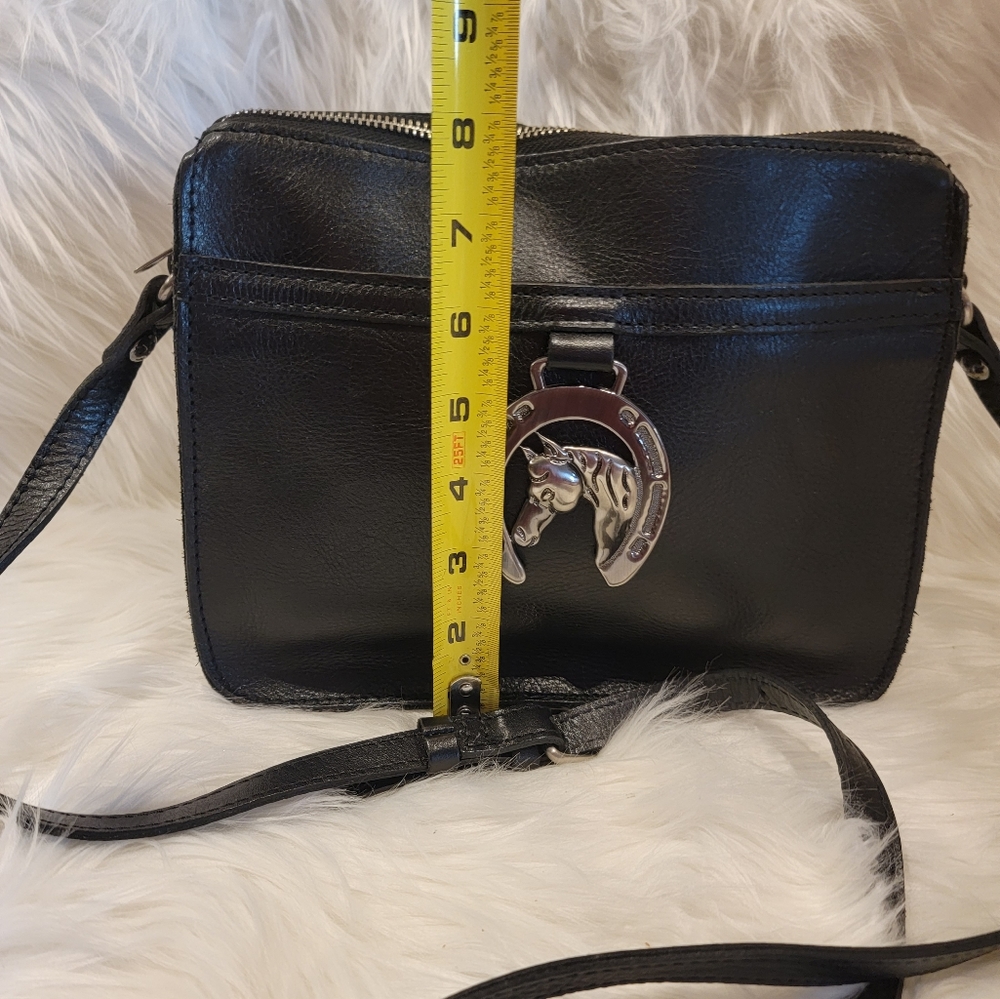 Patricia Nash Heritage Horseshoe Medallion Nazaire Leather Crossbody Black 🖤 🐴 - Picture 5 of 15